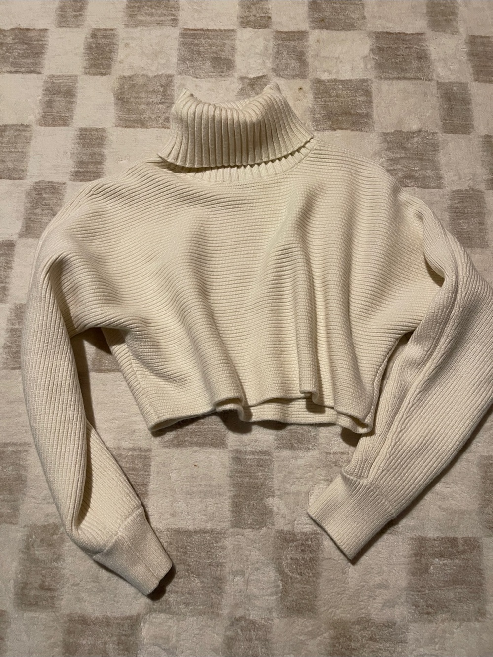 House of Harlow 1960 Cropped Ribbed Turtleneck Sweater - Cream